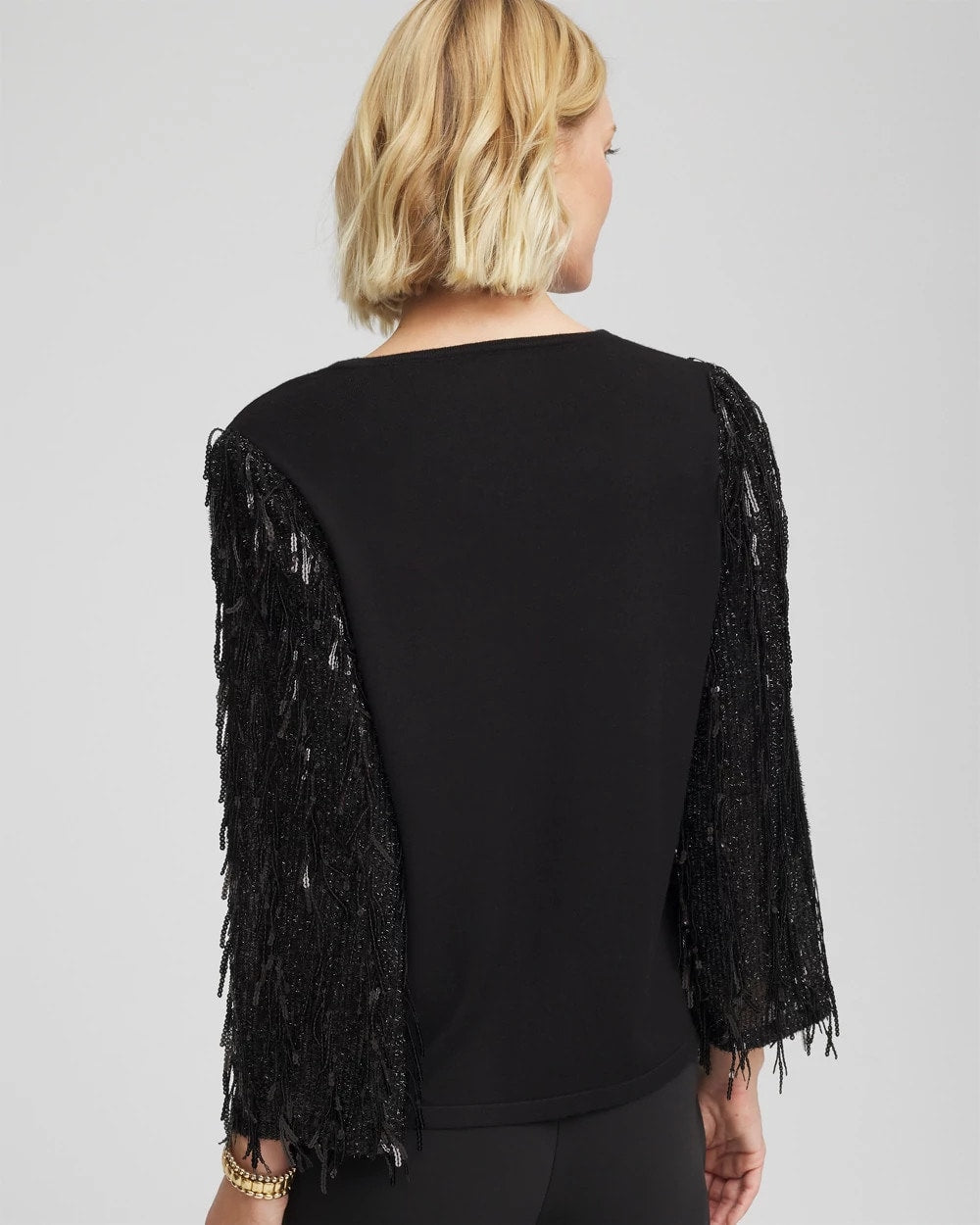 Chico's Fringe Sequins Pullover Sweater