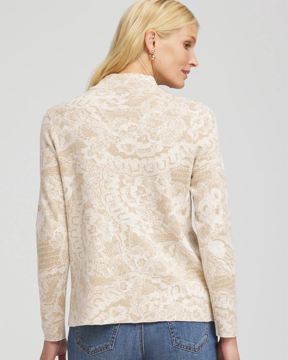 Chico's Ella Jacquard Mockneck Sweater
