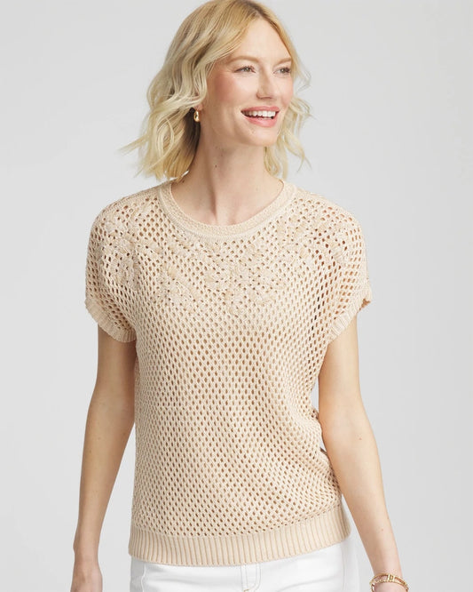 Chico's Embroidered Pointelle Pull-Over