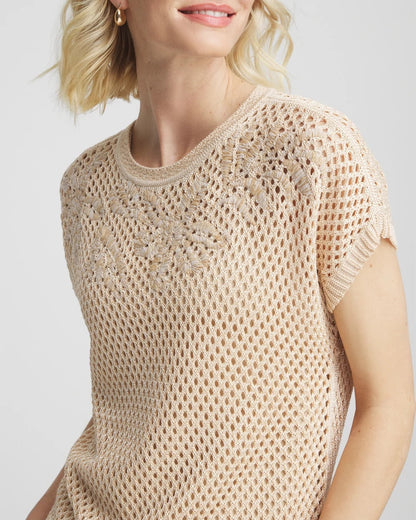 Chico's Embroidered Pointelle Pull-Over