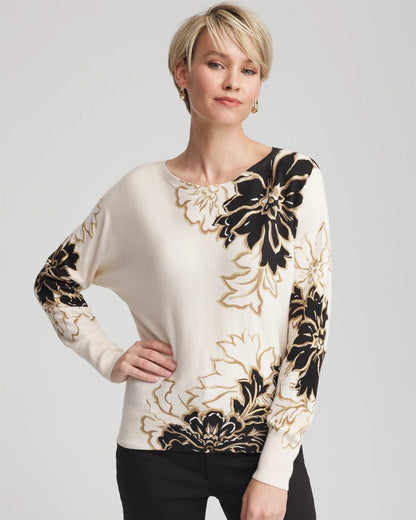 Chico's Ella Dolman Artisanal Pullover Sweater