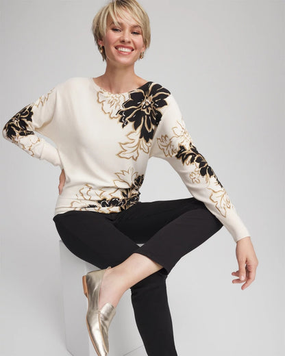 Chico's Ella Dolman Artisanal Pullover Sweater
