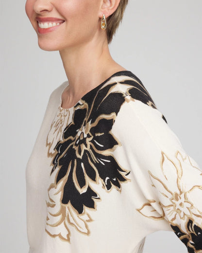 Chico's Ella Dolman Artisanal Pullover Sweater