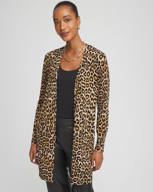 Chico's Ella Animal-Print Cardigan Sweater
