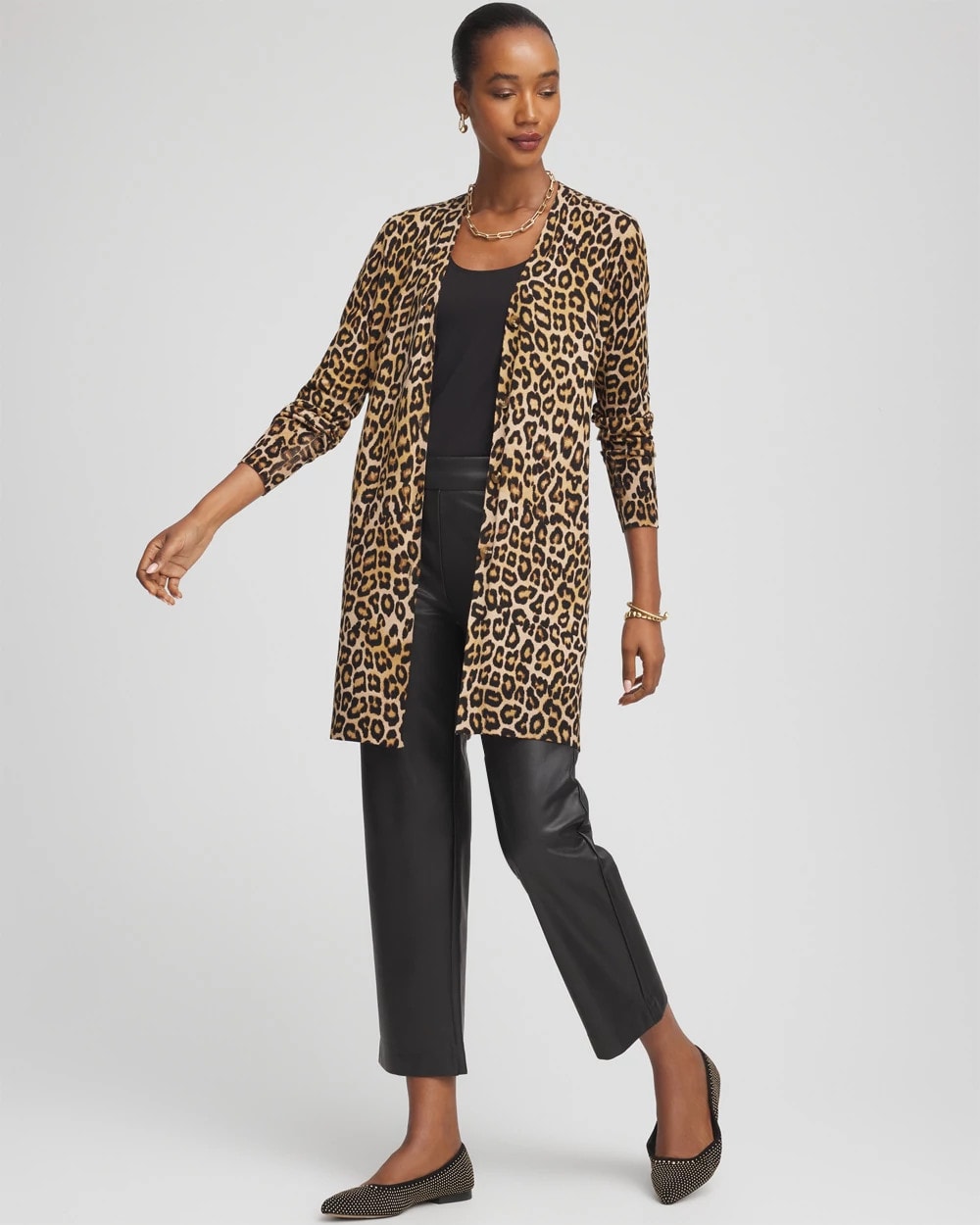 Chico's Ella Animal-Print Cardigan Sweater