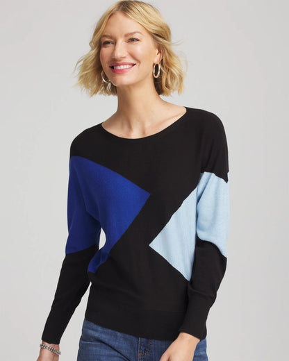 Chico's Ella Dolman Intarsia Pullover Sweater