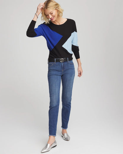 Chico's Ella Dolman Intarsia Pullover Sweater