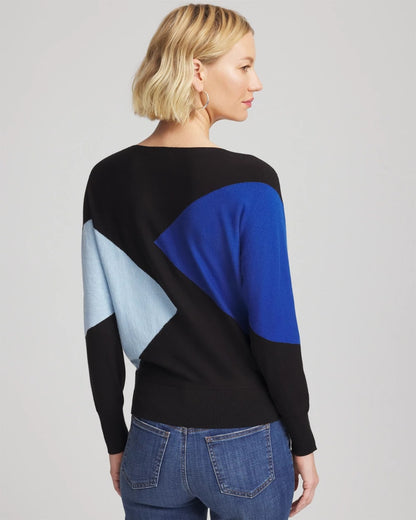 Chico's Ella Dolman Intarsia Pullover Sweater