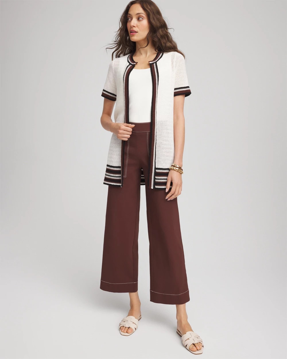 Chico's Pointelle High-Style Short-Sleeve Cardigan