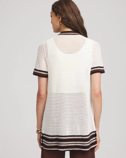 Chico's Pointelle High-Style Short-Sleeve Cardigan