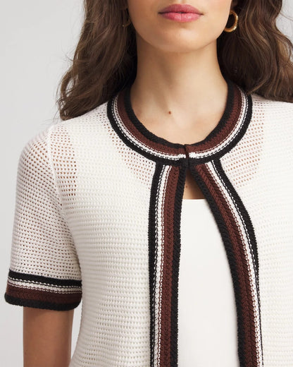 Chico's Pointelle High-Style Short-Sleeve Cardigan