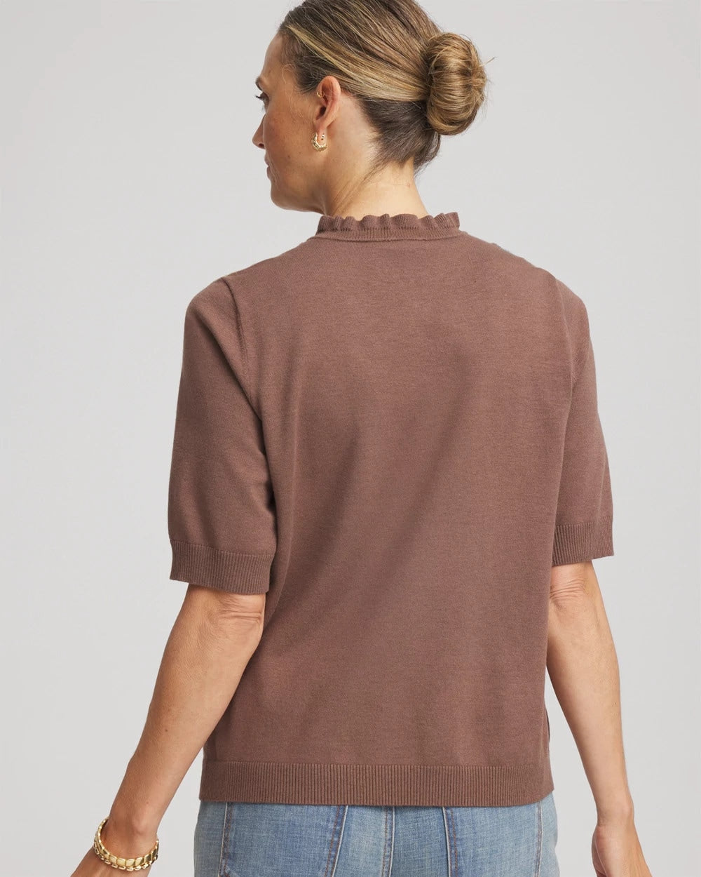 Chico's Embroidered Henley Pullover Sweater