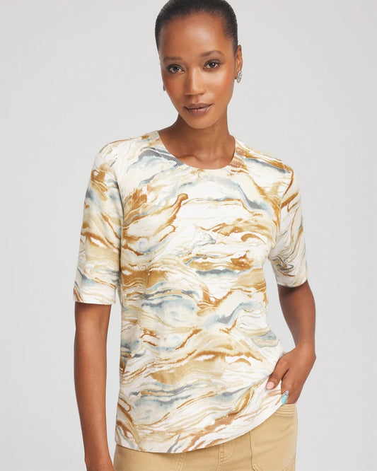 Chico's Printed Crewneck Sweater