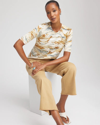 Chico's Printed Crewneck Sweater