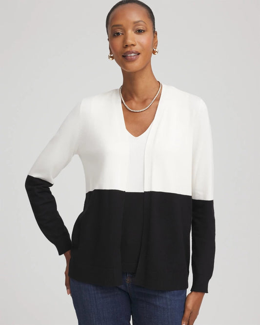 Chico's Ella Colorblock Long-Sleeve Cardigan