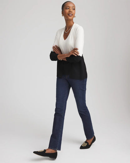Chico's Ella Colorblock Long-Sleeve Cardigan