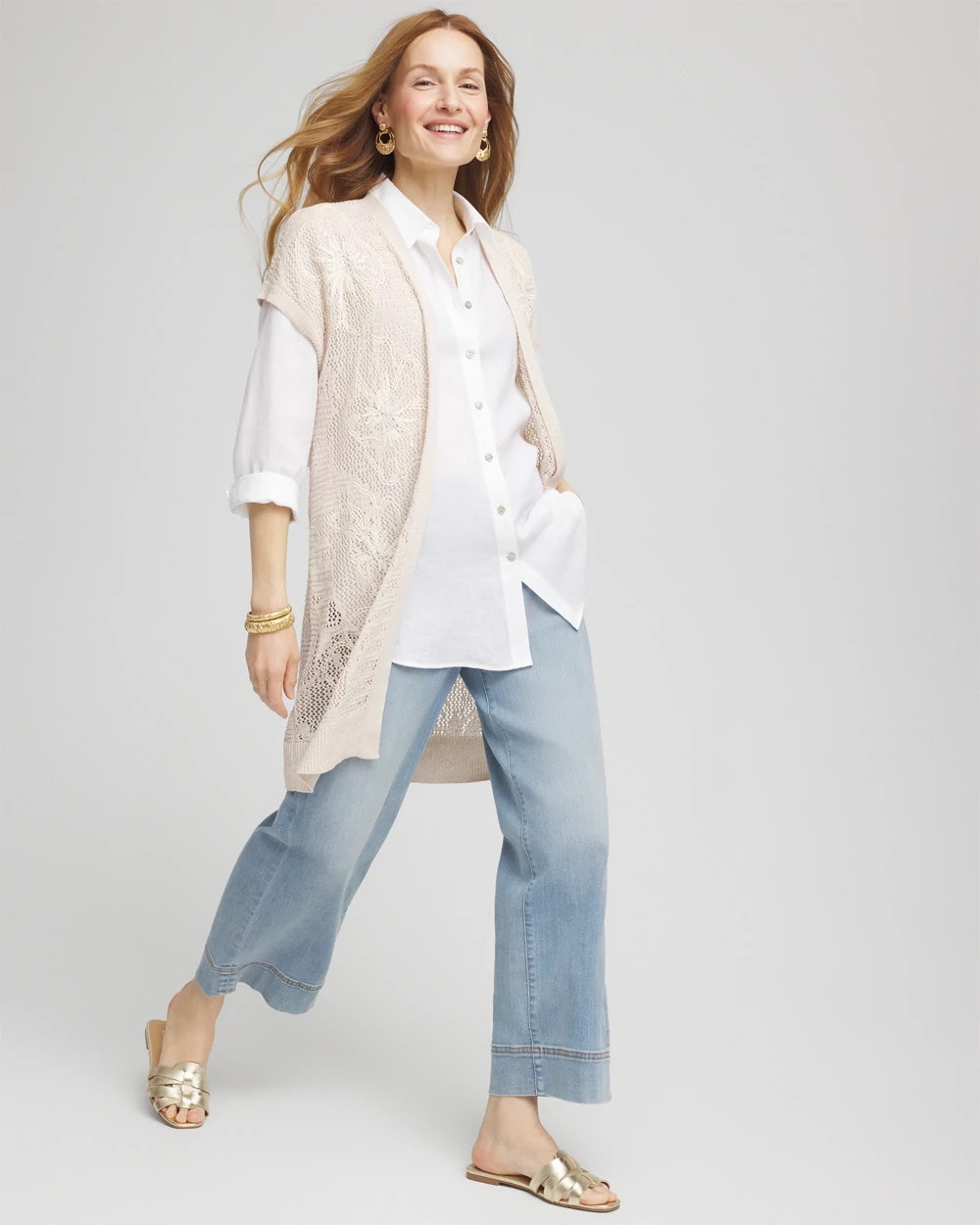 Chico's Pointelle Open-Front Cardigan
