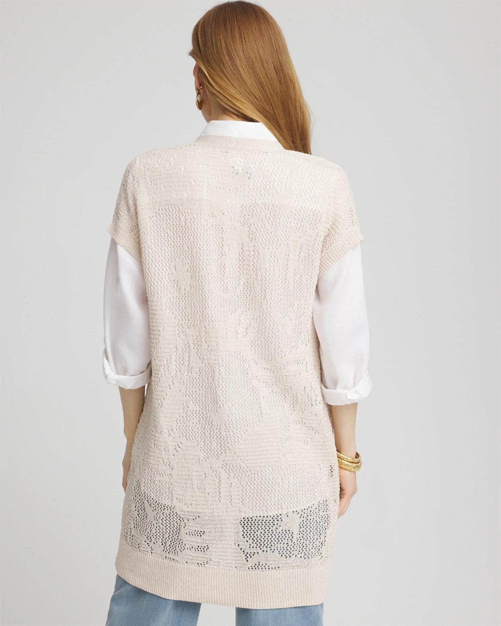 Chico's Pointelle Open-Front Cardigan