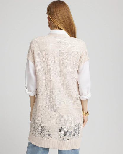 Chico's Pointelle Open-Front Cardigan
