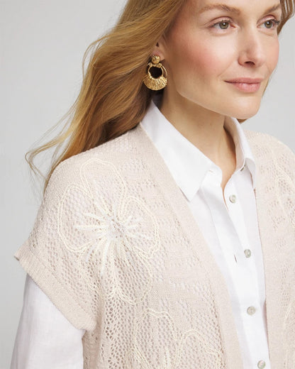 Chico's Pointelle Open-Front Cardigan
