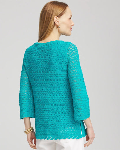 Chico's Pointelle Bateau-Neck Pullover Sweater