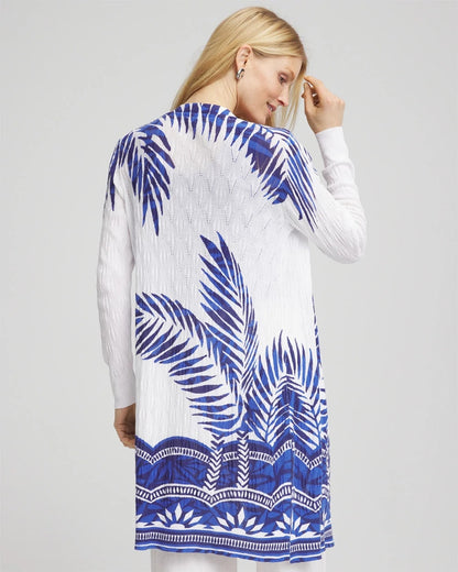 Chico's Island Motif Pointelle Long Cardigan