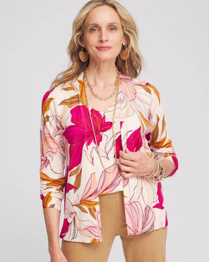 Chico's Blooms Long Sleeve Cardigan