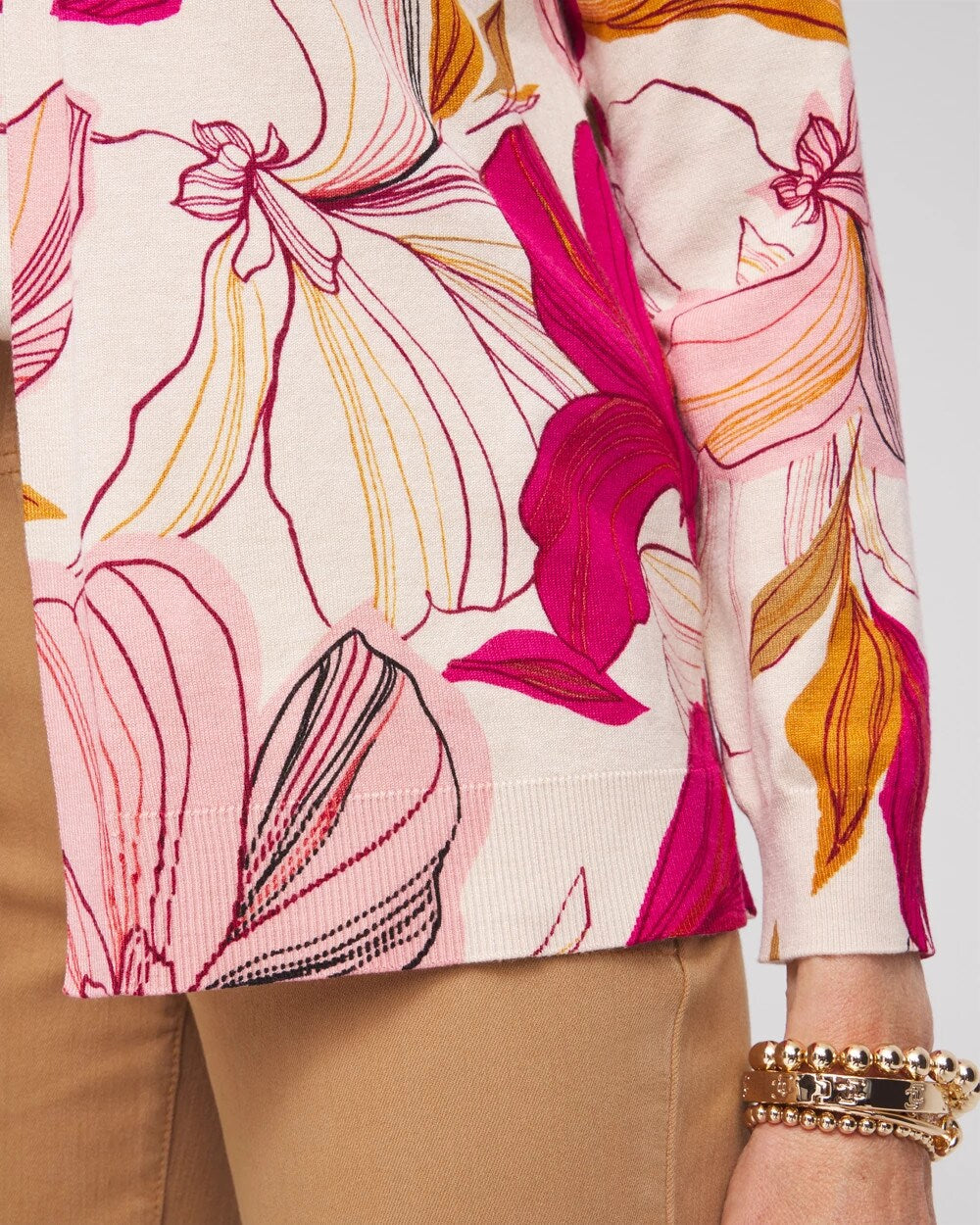 Chico's Blooms Long Sleeve Cardigan