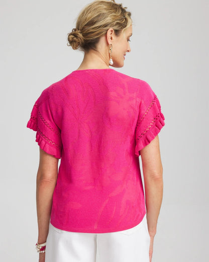 Chico's Ruffle Sleeve Pullover Sweater