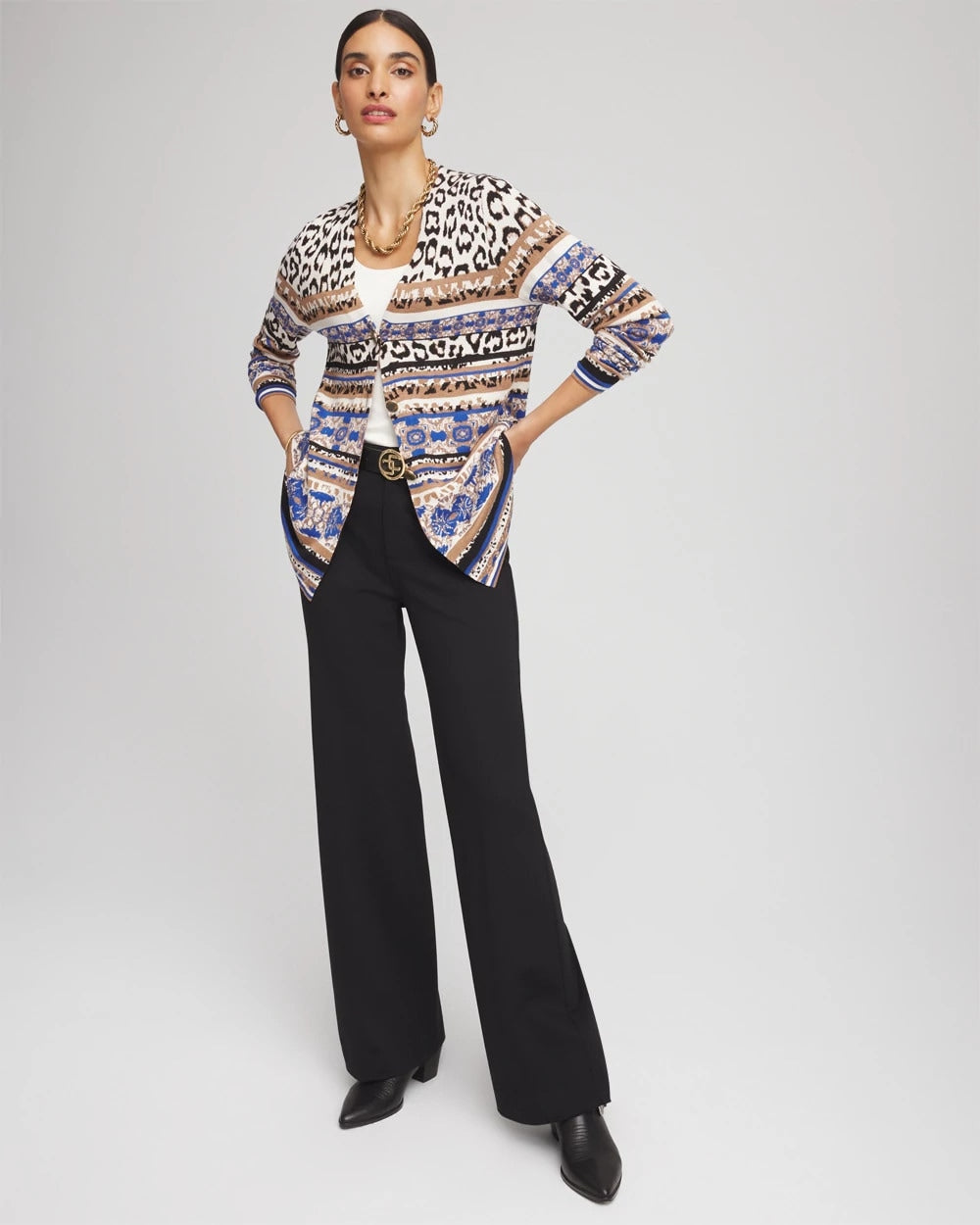 Chico's Animal Fair Isle Cardigan