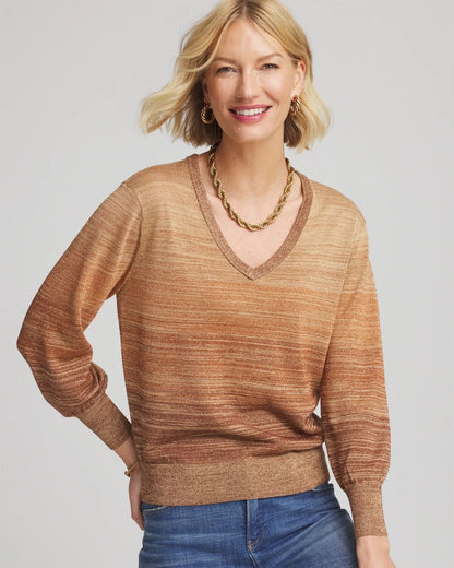 Chico's Ombre Metallic Pullover Sweater