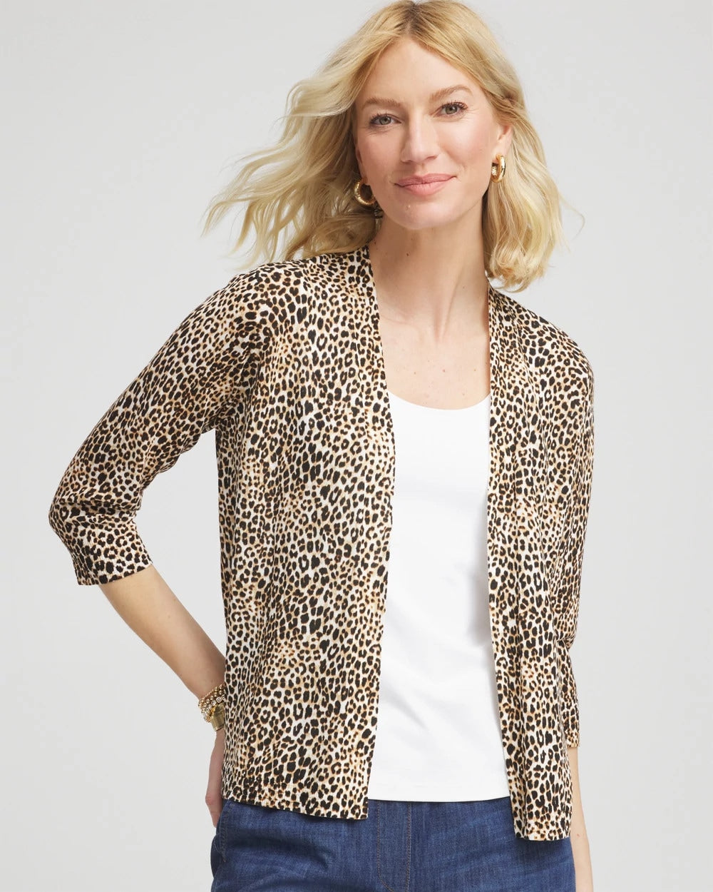 Chico's Summer Romance Animal Print Cardigan