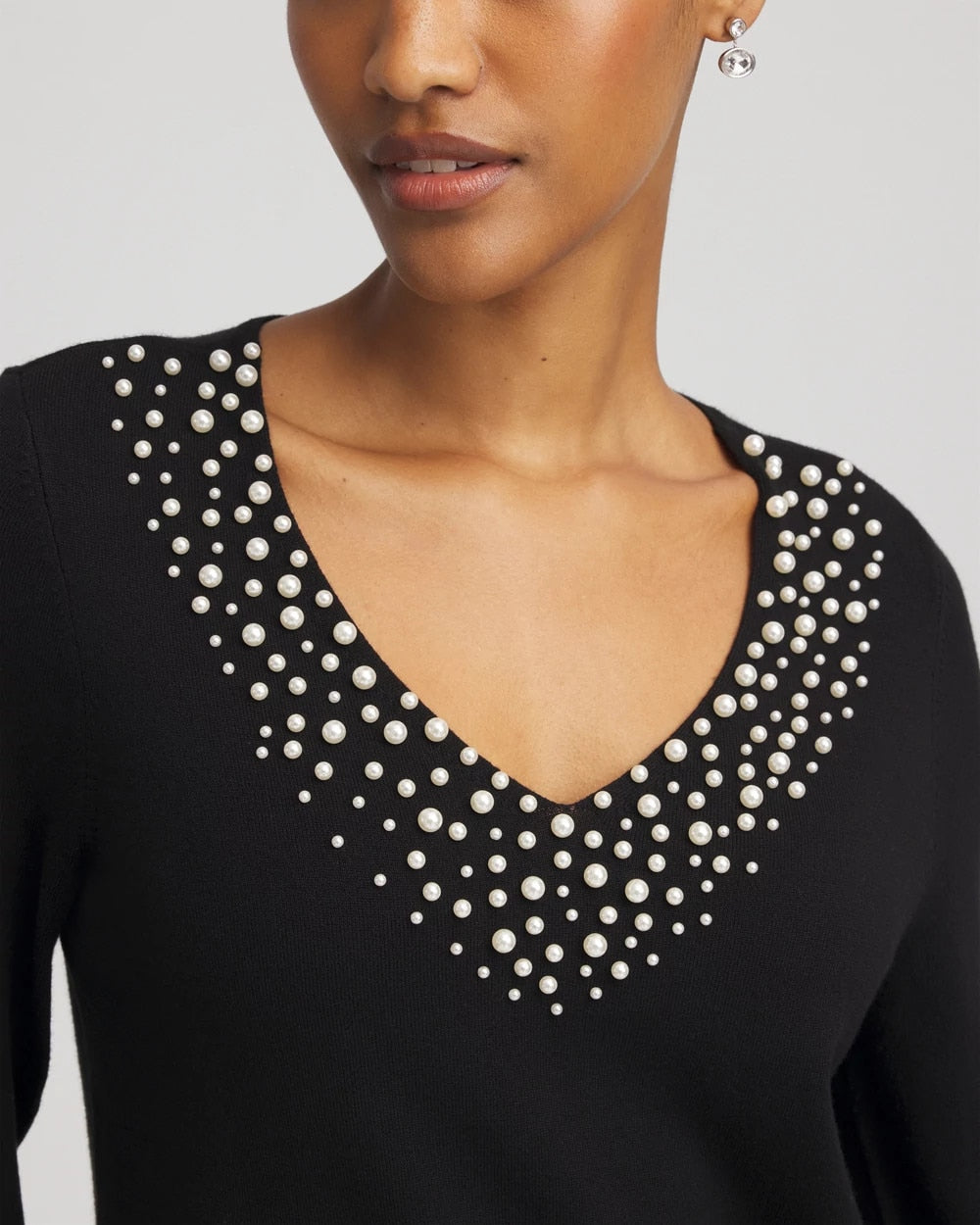 Chico's Ella Embellished V-Neck Sweater