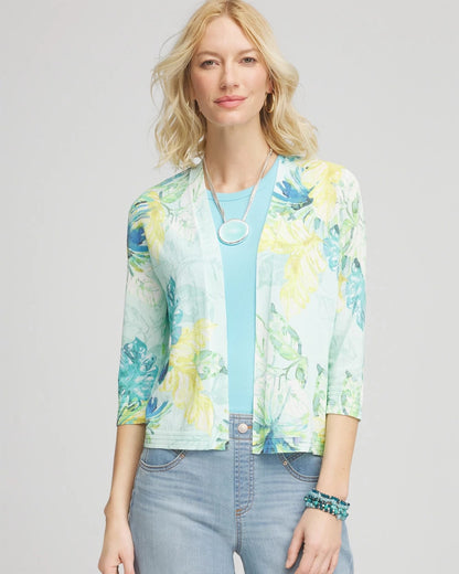 Chico's Tropical Summer Romance Short Cardigan