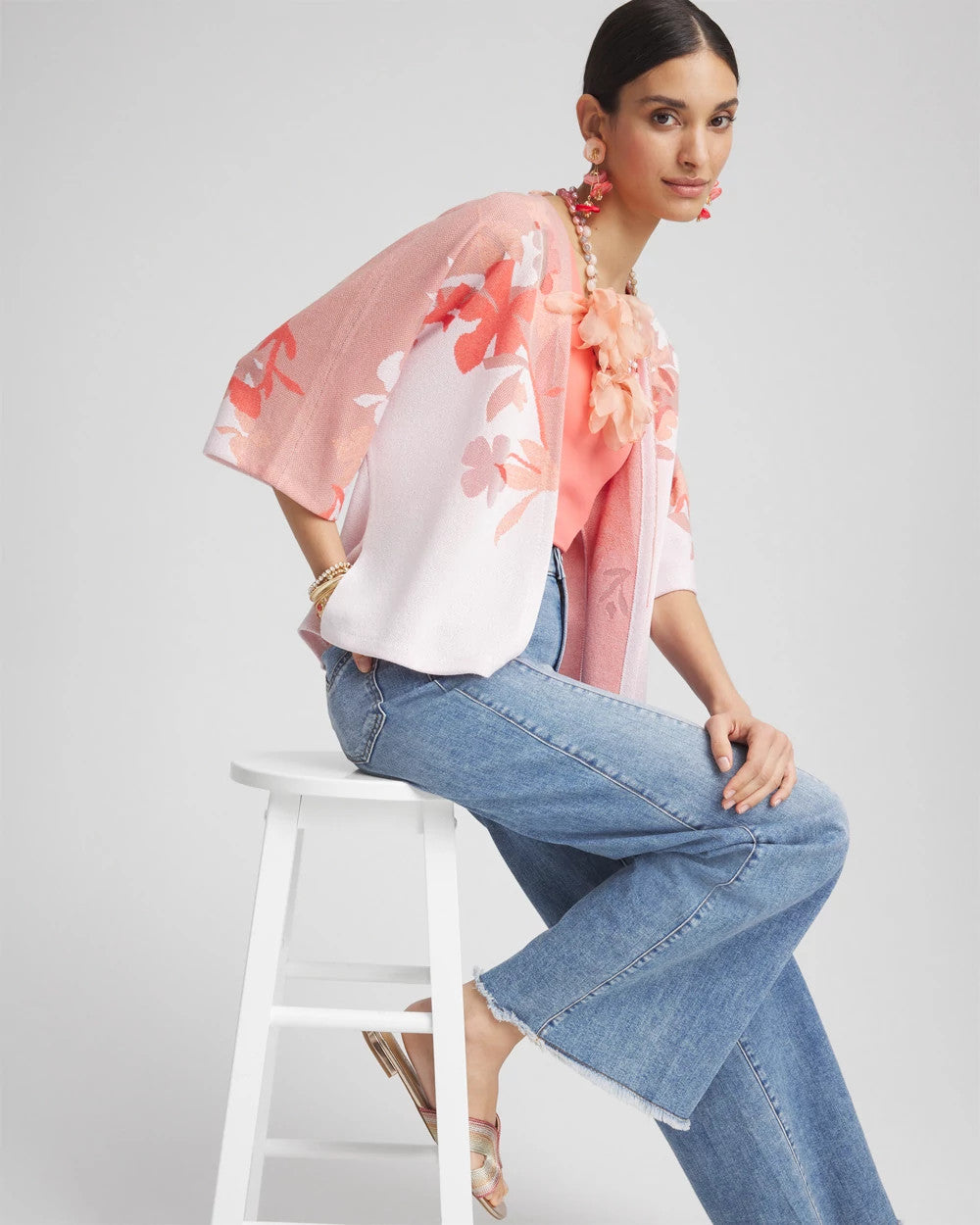 Chico's Jacquard Kimono-Style Cardigan