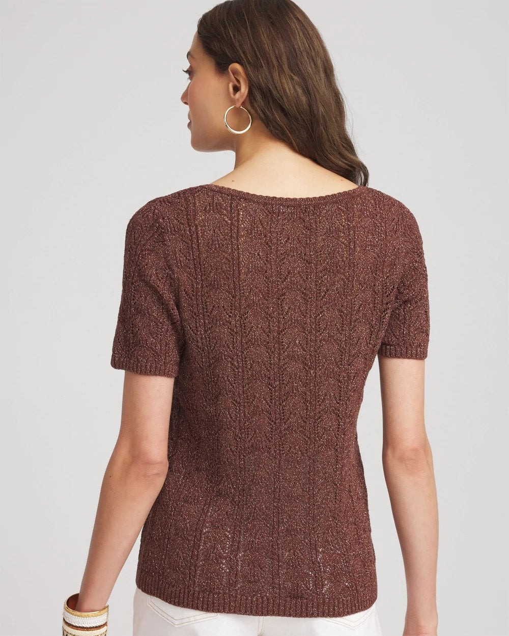 Chico's Pointelle Square-Neck Pullover Sweater