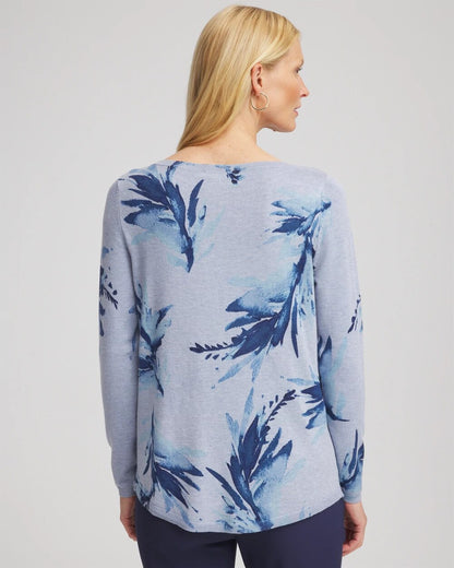 Chico's Ella Painterly Bateau Pullover Sweater