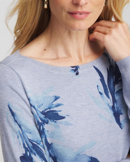 Chico's Ella Painterly Bateau Pullover Sweater