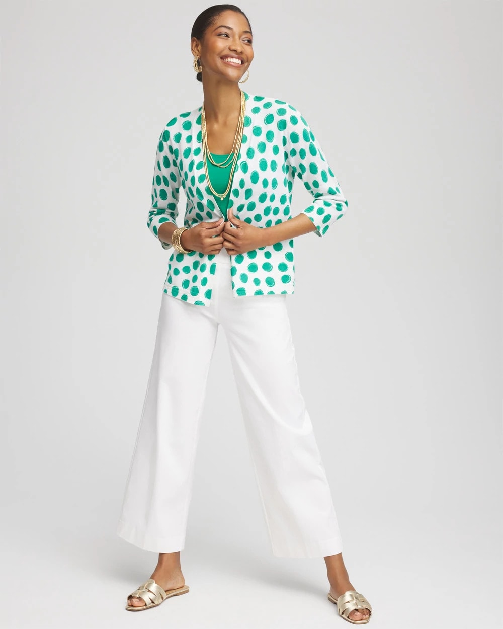 Chico's Polka-Dot Summer Romance Short Cardigan
