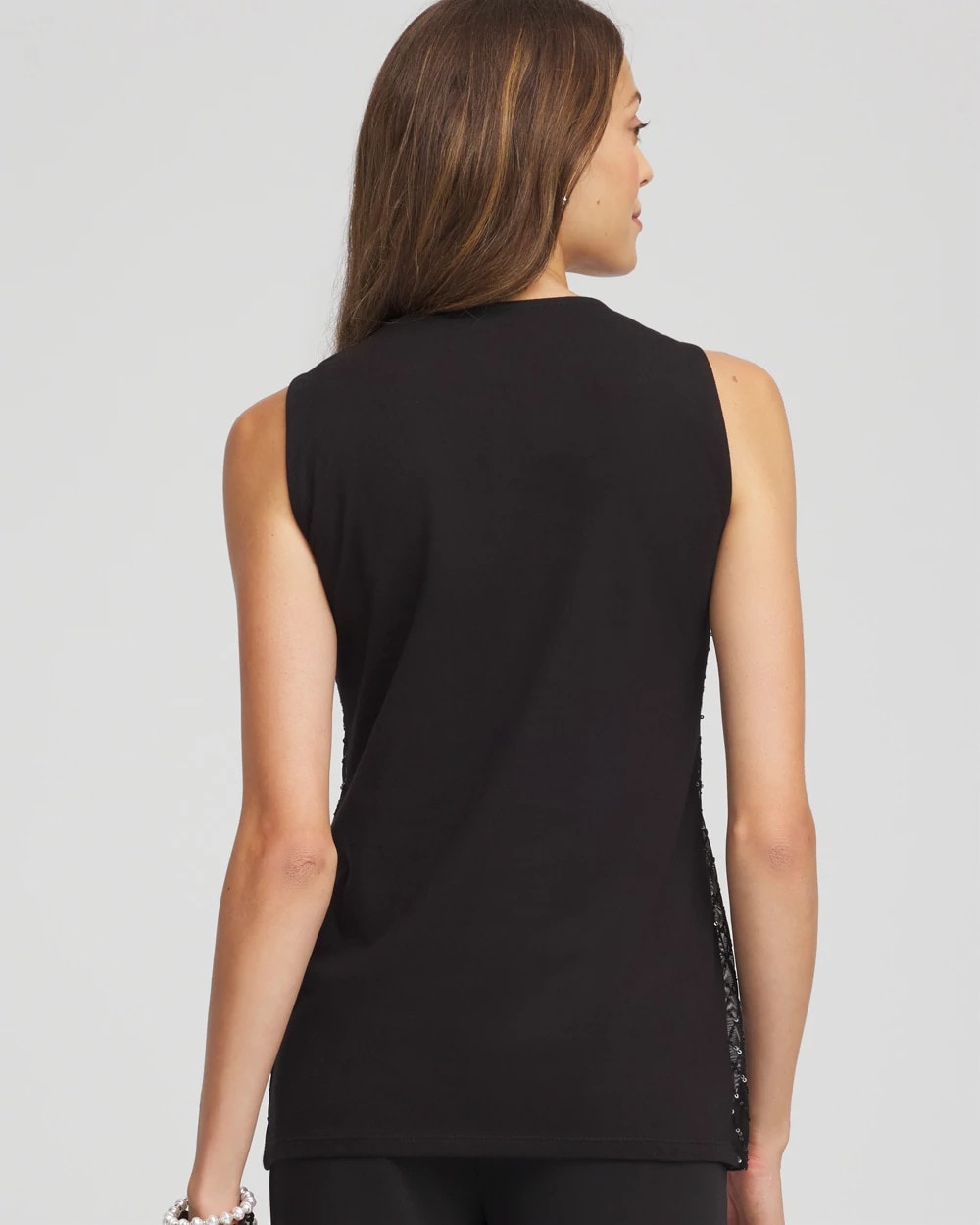 Chico's Sequin Beaded Notch Neck Tank