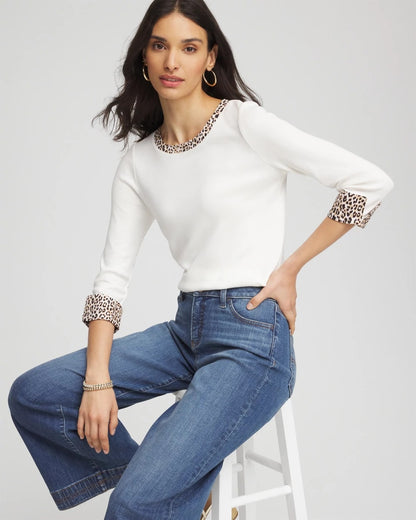 Chico's Pima Jewel Neck Contrast Tee