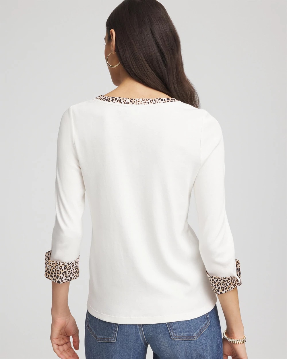 Chico's Pima Jewel Neck Contrast Tee