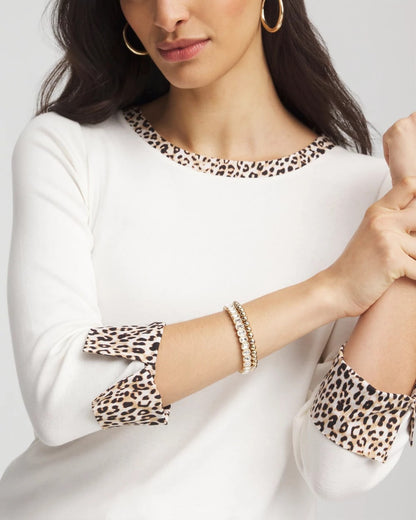 Chico's Pima Jewel Neck Contrast Tee