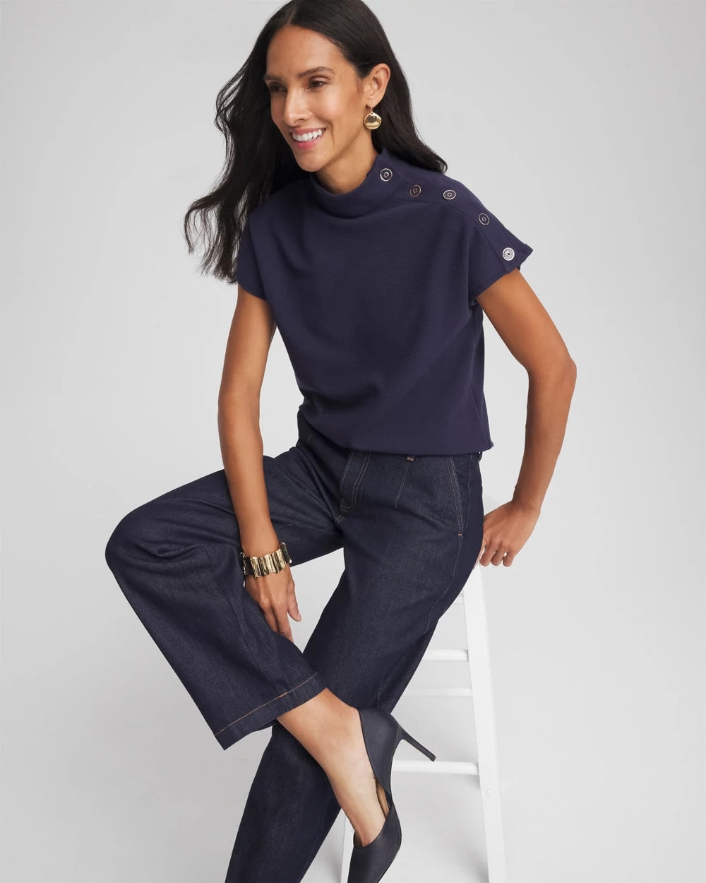 Chico's Ottoman Cap Sleeve Tee