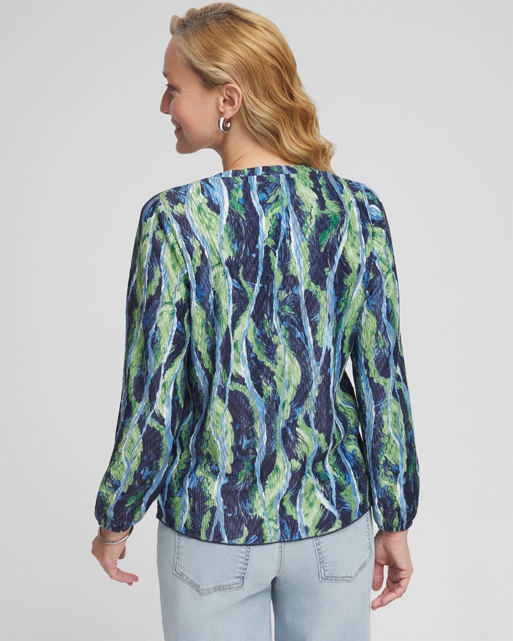 Chico's Ocean Plume Crinkle Top
