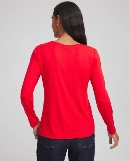 Chico's Embellished Heart V-Neck Tee