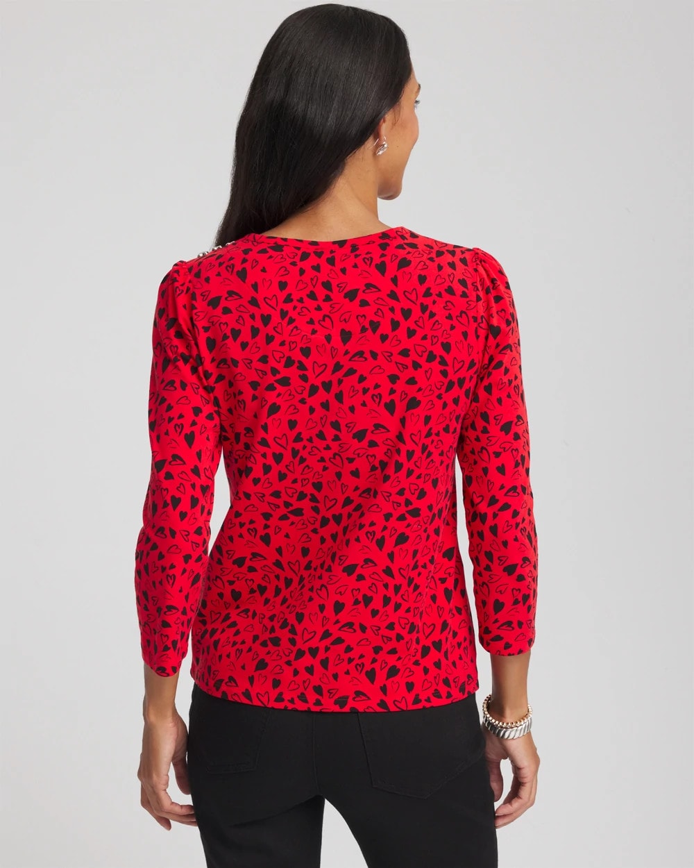Chico's Lover Girl Button Heart Tee