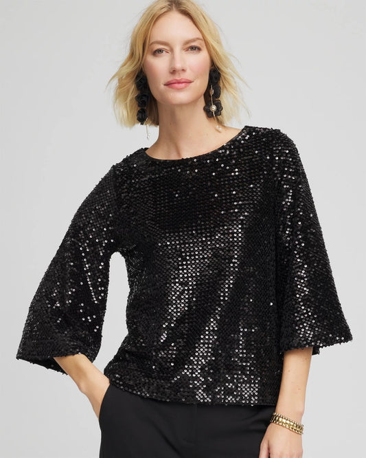 Chico's Sparkling Sequin Party Tee