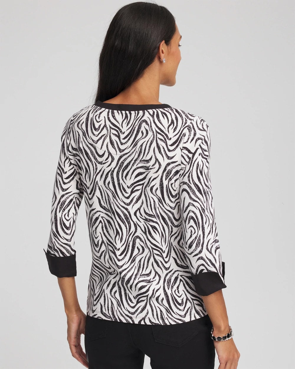 Chico's Pima Jewel Neck Contrast Tee