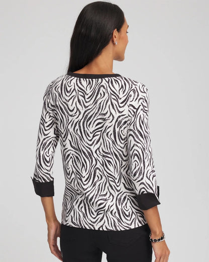 Chico's Pima Jewel Neck Contrast Tee